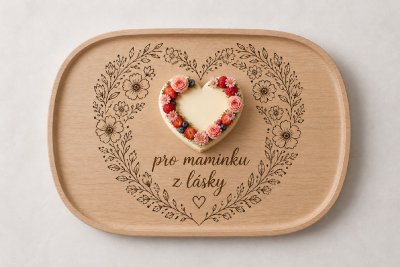 Dřevěný podnos z bukového masivu - Den matek — Děkujeme maminko