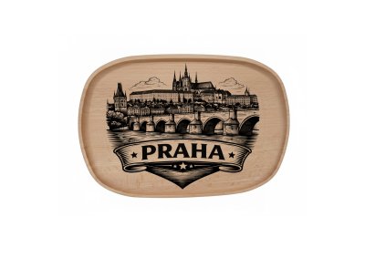 Dřevěný podnos z bukového masivu  - Motiv Města — Kopřivnice