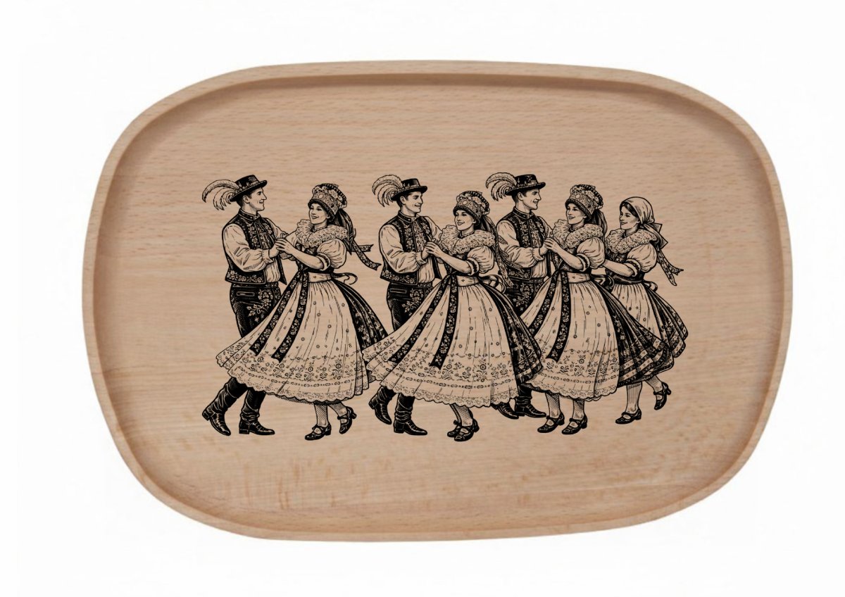 Dřevěný podnos z bukového masivu - Folklor — Tančící soubor