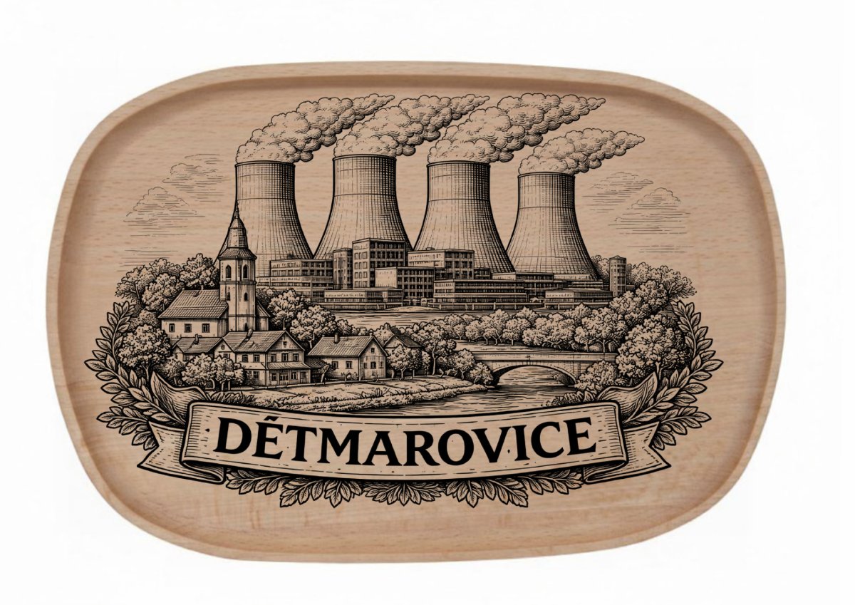 Dřevěný podnos z bukového masivu  - Motiv Města Podnosy Města: Dětmarovice