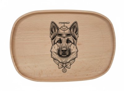 Dřevěný podnos z bukového masivu - Motiv vtipného Psa — Ovčák