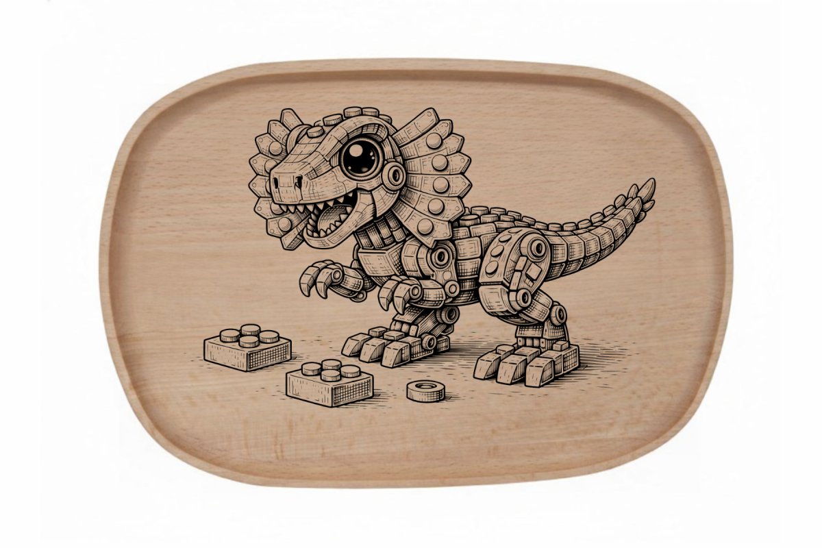 Dřevěný podnos z bukového masivu - Stavebnice Podnosy - Stavebnice: Dilophosaurus