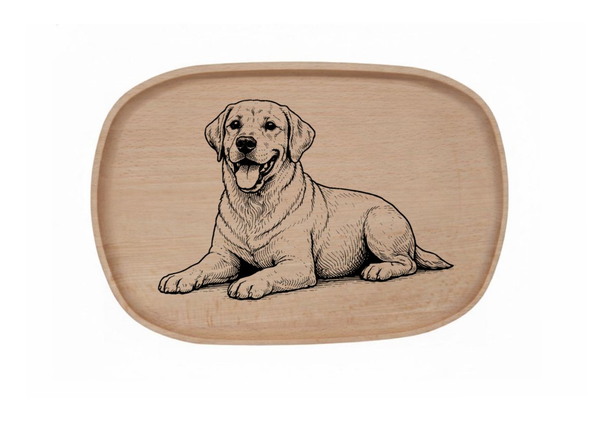 Dřevěný podnos z bukového masivu - Motiv Psa Podnosy Psa: Labrador