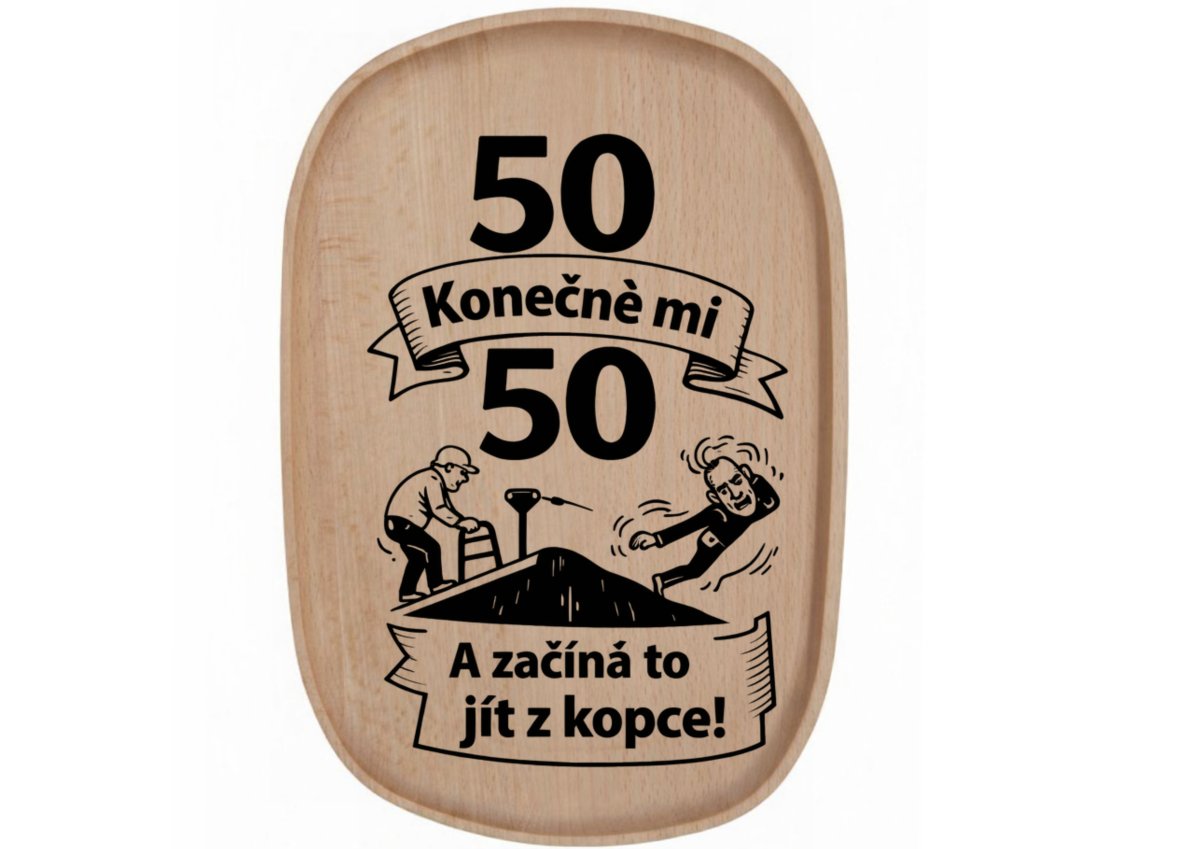 Dřevěný podnos z bukového masivu - Motiv narozeniny — Narozeniny 50