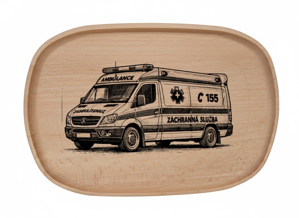 Dřevěný podnos z bukového masivu - Motiv Auto, Moto — Ambulance