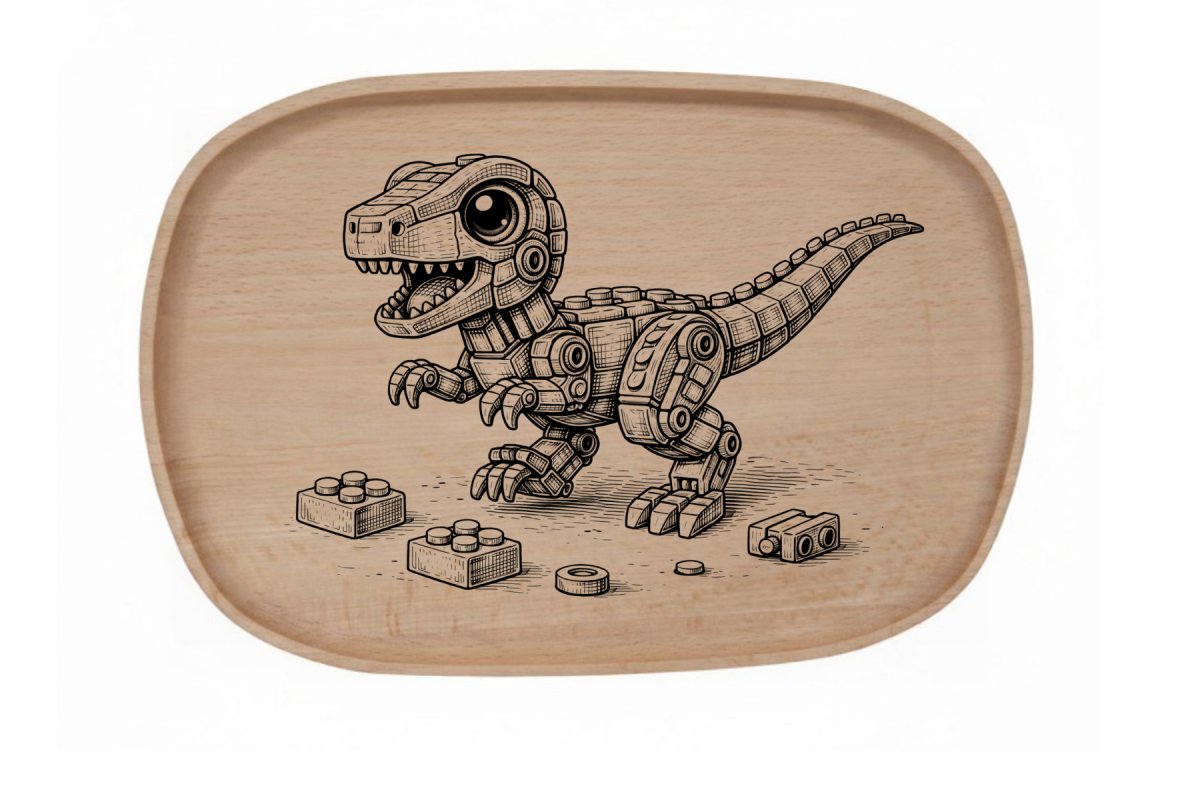 Dřevěný podnos z bukového masivu - Stavebnice Podnosy - Stavebnice: Velociraptor