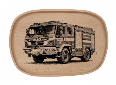 Dřevěný podnos z bukového masivu - Motiv Auto, Moto Podnosy - Auto, Moto: Hasiči