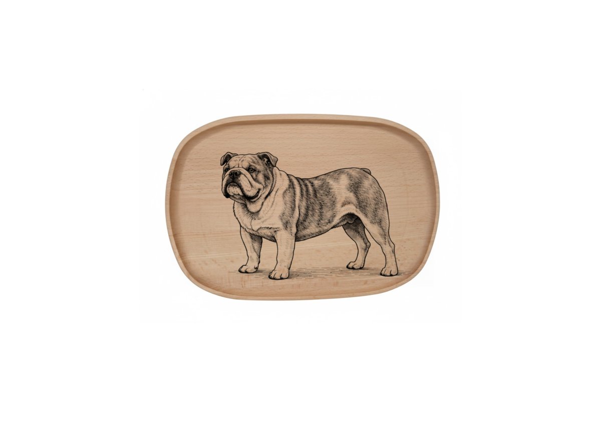 Dřevěný podnos z bukového masivu - Motiv Psa Obrázek Psa: Bulldog