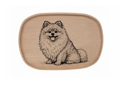 Dřevěný podnos z bukového masivu - Motiv Psa — Pomerian