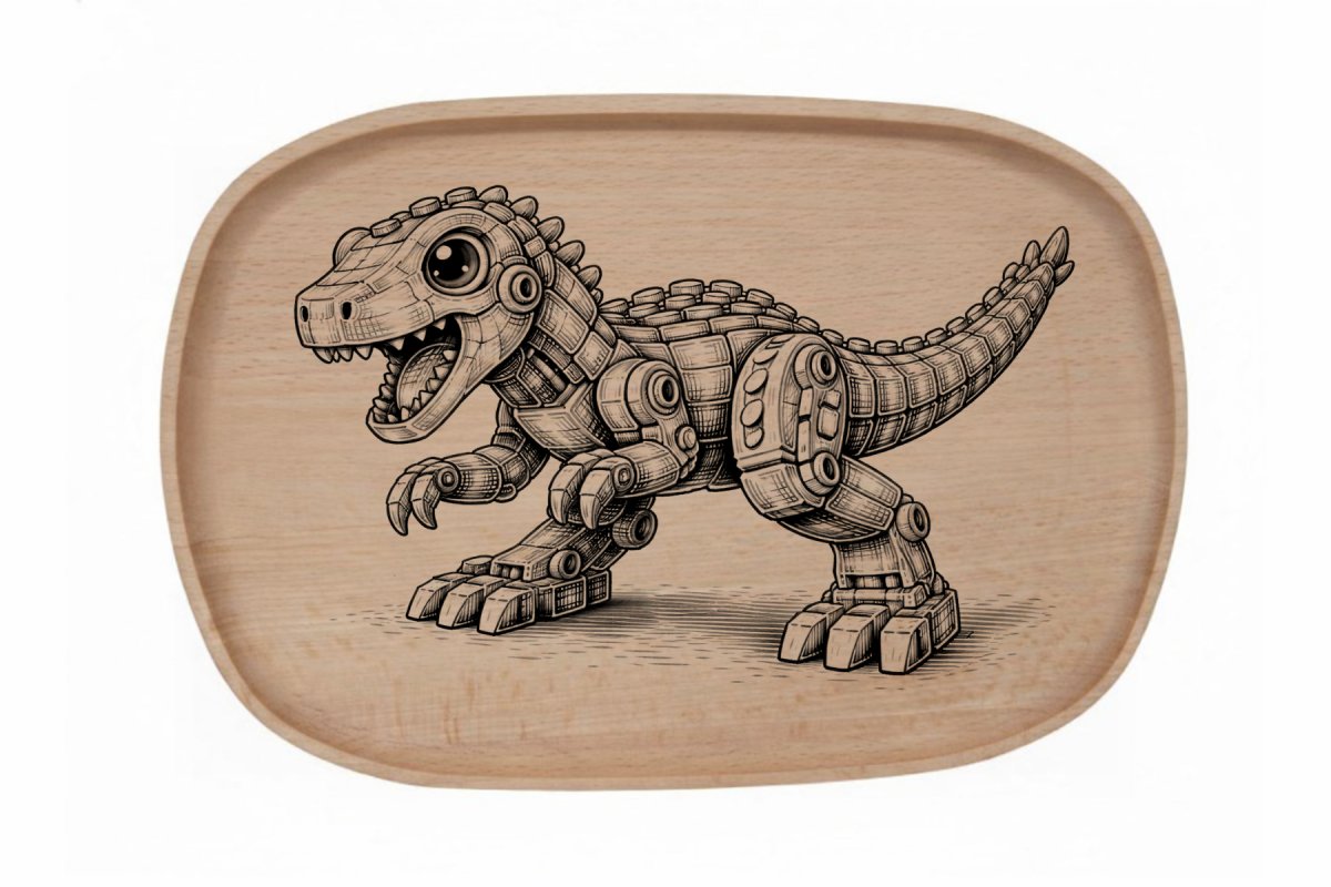Dřevěný podnos z bukového masivu - Stavebnice Podnosy - Stavebnice: Spinosaurus