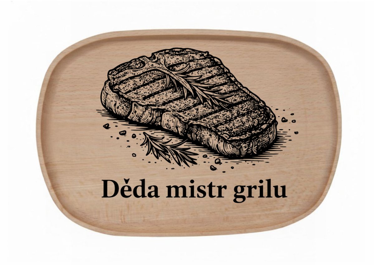 Dřevěný podnos z bukového masivu - Gril - sezona — Děda mistr grilu