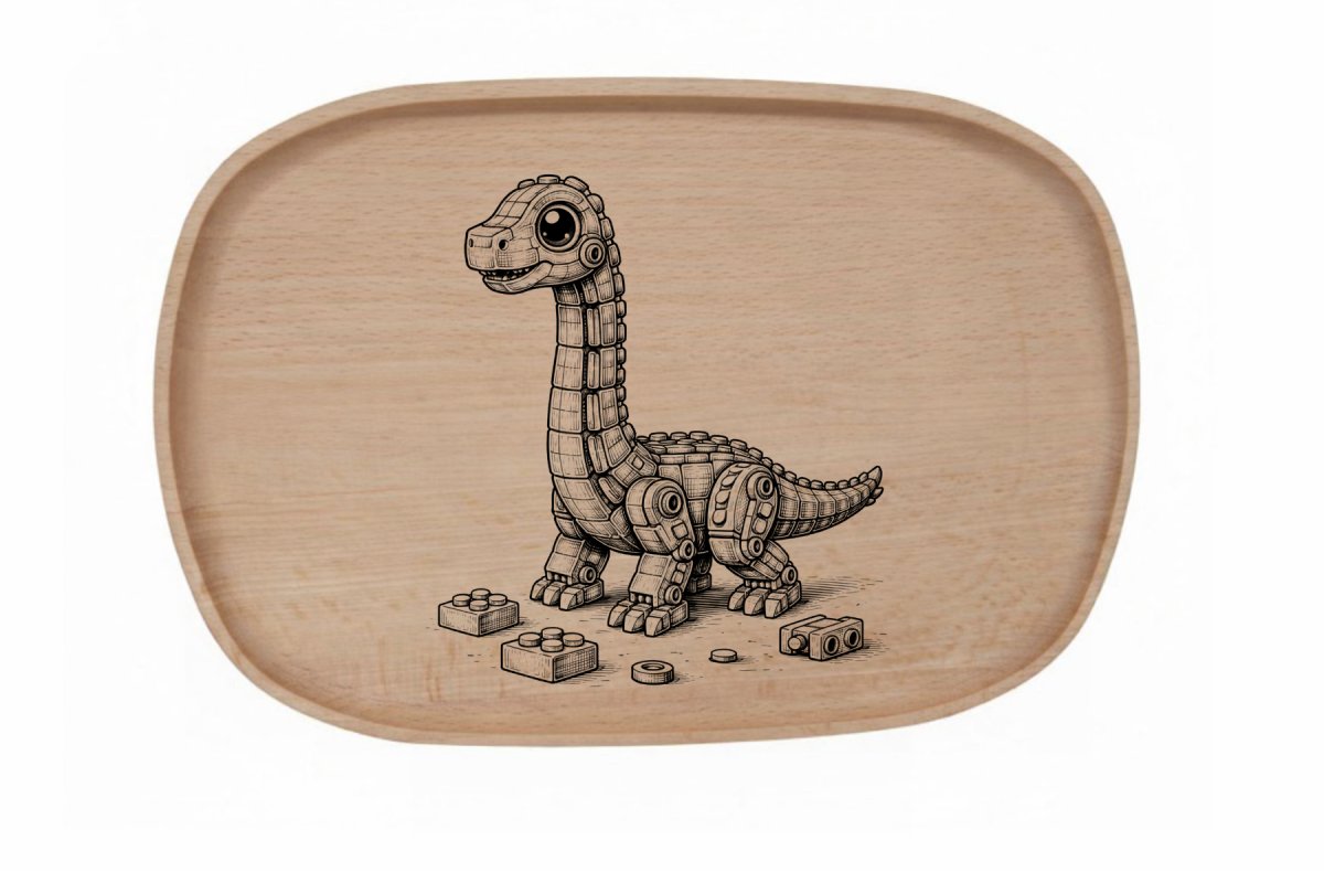 Dřevěný podnos z bukového masivu - Stavebnice Podnosy - Stavebnice: Brachiosaurus