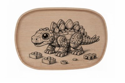 Dřevěný podnos z bukového masivu - Stavebnice — Dilophosaurus