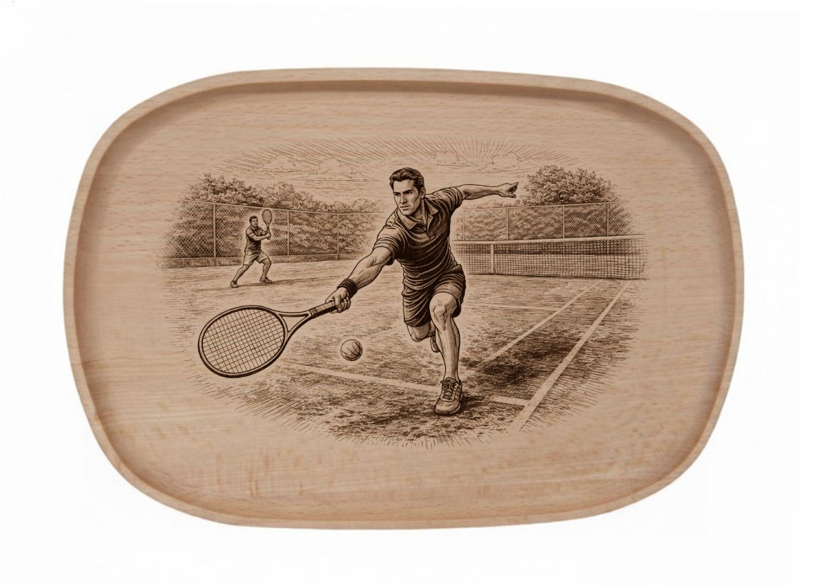 Dřevěný podnos z bukového masivu - Sport Podnosy - Sport: Tenis muži