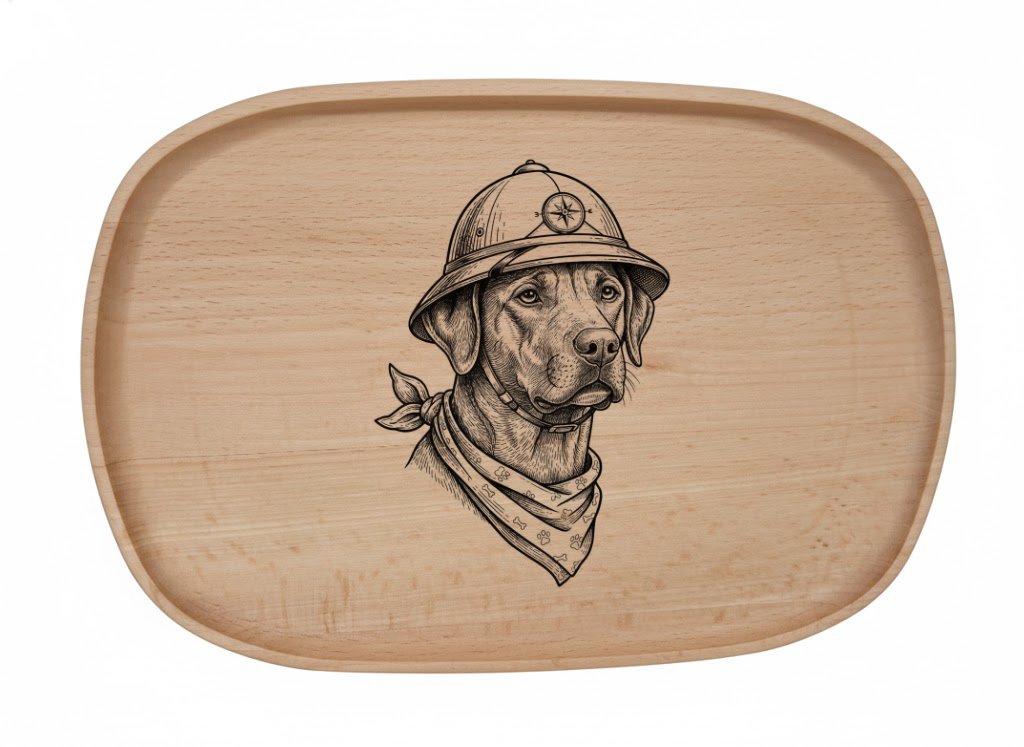 Dřevěný podnos z bukového masivu - Motiv vtipného Psa — Ridgeback